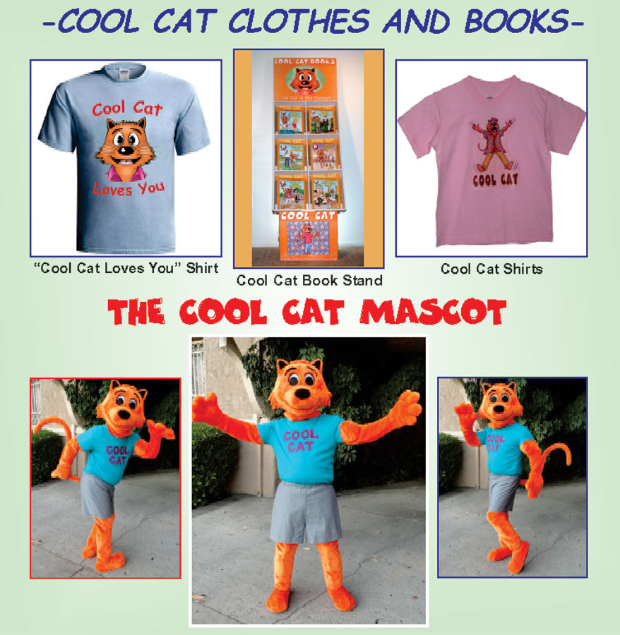 Cool Cat Shirts, Book Stand and Mascot